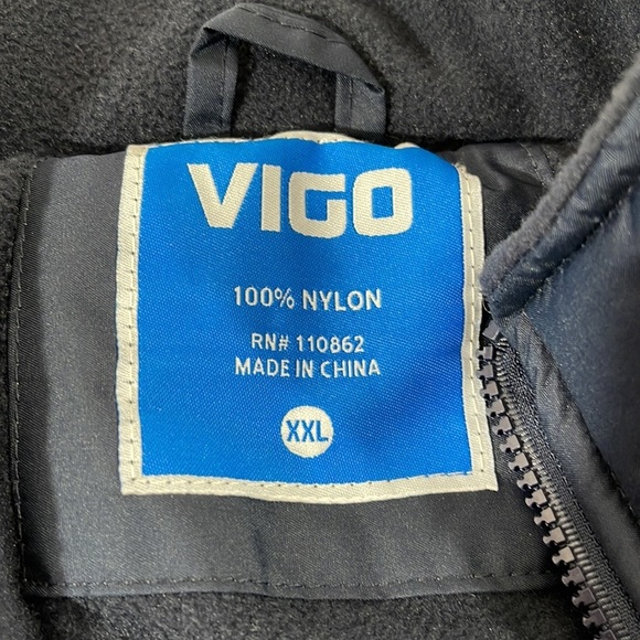 Vigo Navy Blue Front Zip Vest 100% Nylon Zip Pockets Size 2XL - Picture 8 of 8